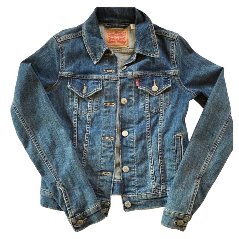 Levi’s Medium Wash Slim Fit Denim Jacket Size Extra Small XS Like New EUC